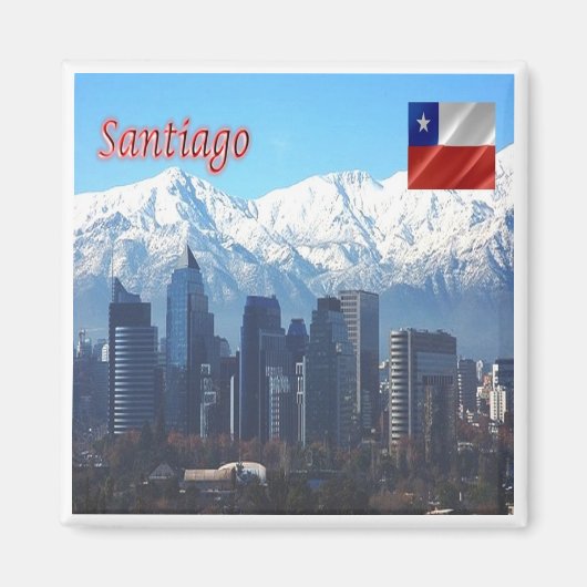 zCL018 SANTIAGO Skyline, Amerika, Fridge Magnet (Voorkant)