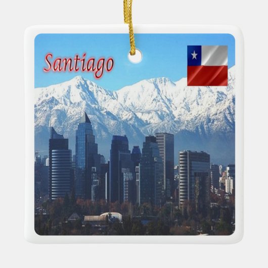 zCL018 SANTIAGO Skyline, Amerika, Keramisch Ornament (Voorkant)