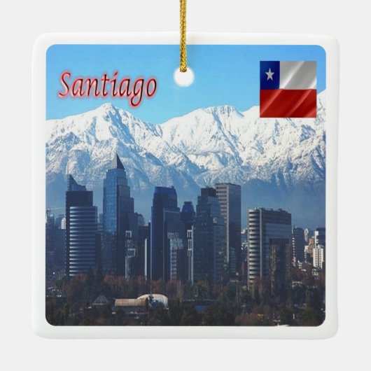 zCL018 SANTIAGO Skyline, Amerika, Keramisch Ornament (Achterkant)