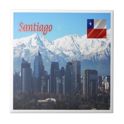 zCL018 SANTIAGO Skyline, Amerika, Tegeltje (Voorkant)