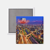 zCL019 SANTIAGO, nachtelijk uitzicht, Chili, Fridg Magneet (Voorkant / Achterkant)