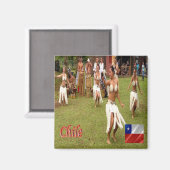 zCL025 CHILE, Dancers Easter Island, Fridge Magneet (Voorkant / Achterkant)