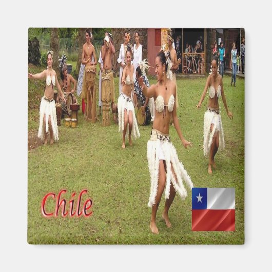 zCL025 CHILE, Dancers Easter Island, Fridge Magneet (Voorkant)