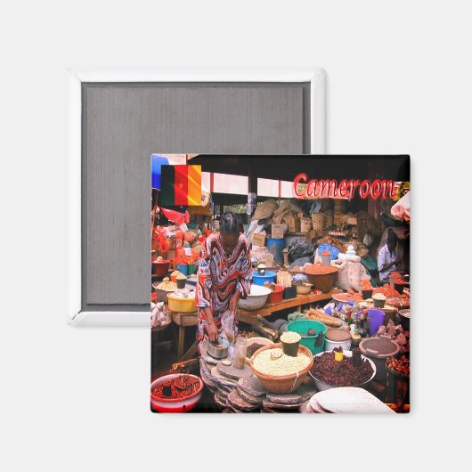 zCM003 CAMEROON, Mfoundi-markt, Afrika, Fridge Magneet (Voorkant / Achterkant)