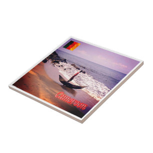 zCM009 KAMEROEN Panorama, Afrika, panorama strand Tegeltje