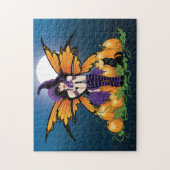 Zcute Halloween Fee Pompoenveld Zwarte Kat Legpuzzel (Verticaal)