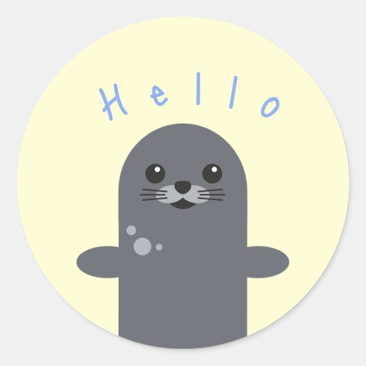 Zcute Hello Zeehond Aquatisch Dier Sticker is not (Voorkant)