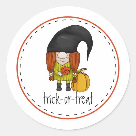 Zcute Herfst Kabouter Meisje Sticker (Voorkant)