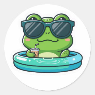 Zcute kikker zwembad sticker – Grappige zonnebril 