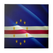 zCV002 KAAPVERDIË, Zwaaiende Vlag, Afrika, Tegeltje (Voorkant)
