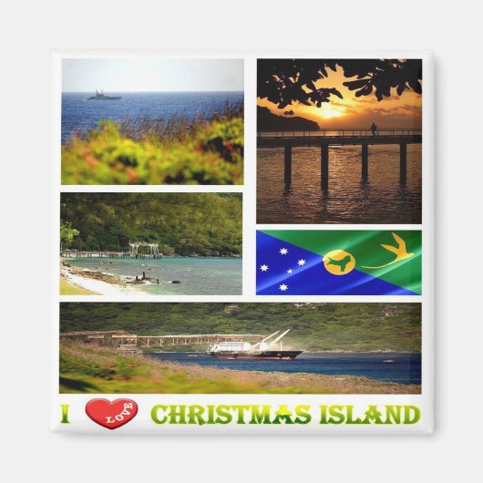 zCX003 CHRISTMAS ISLAND, I Love, Mosaic, Fridge Magneet (Voorkant)