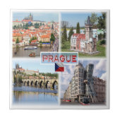 zCZ003 PRAGUE Castle Old Town Hall Bridge Tegeltje (Voorkant)
