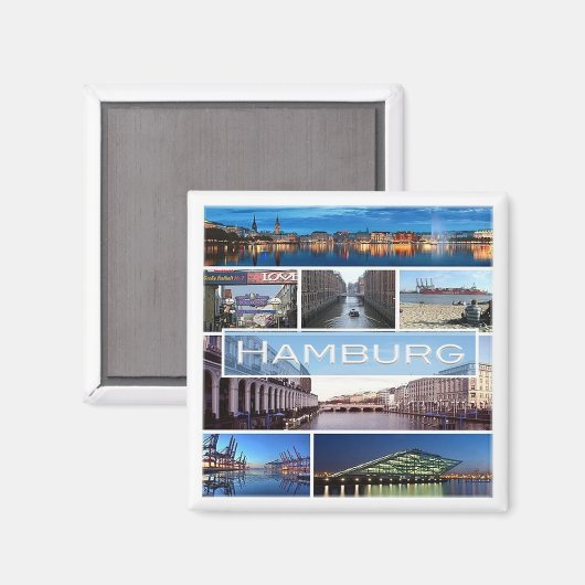 zDE003 mozaïek van HAMBURG in Duitsland, Fridge Magneet (Voorkant / Achterkant)