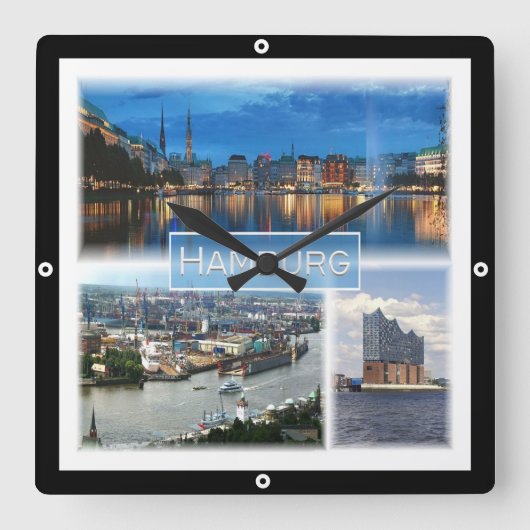 zDE021 HAMBURG Duitsland, Vierkante Klok (Voorkant)