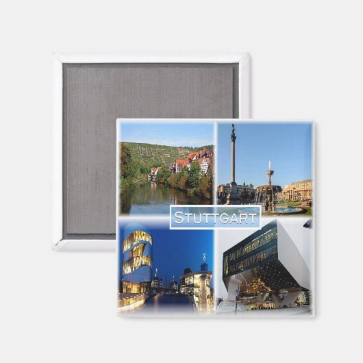 zDE037 STUTTGART Schlossplatz Neckar Fridge Magneet (Voorkant / Achterkant)