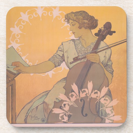 Zdenka Cerny poster van Alphonse Mucha Bier Onderzetter (Voorkant)