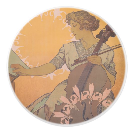 Zdenka Cerny poster van Alphonse Mucha Keramische Knop (Voorkant)