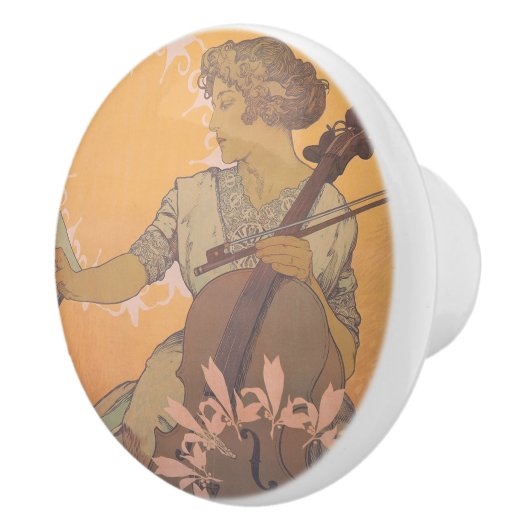 Zdenka Cerny poster van Alphonse Mucha Keramische Knop (Rechts)