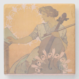 Zdenka Cerny poster van Alphonse Mucha Stenen Onderzetter