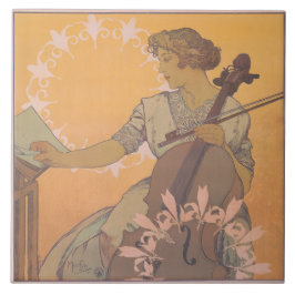 Zdenka Cerny poster van Alphonse Mucha Tegeltje
