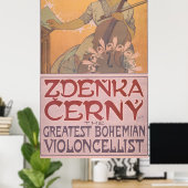 Zdenka Cerny Violincellist Poster door Alphonse Mu (Thuiskantoor)