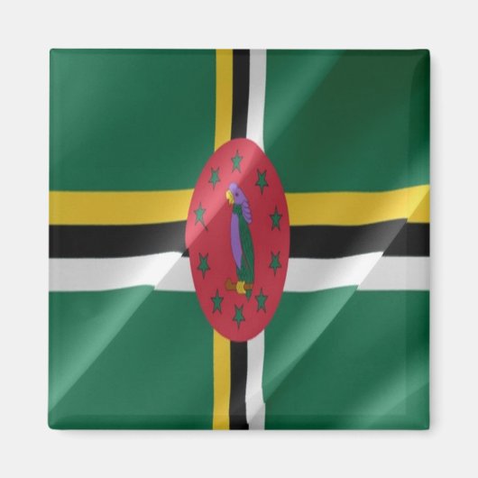 zDM002 DOMINICA, Waving Flag, Amerika, Fridge Magneet (Voorkant)