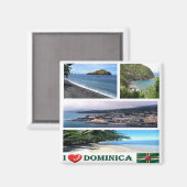 zDM003 DOMINICA I Love, Mosaic, America, Fridge Magneet (Voorkant / Achterkant)