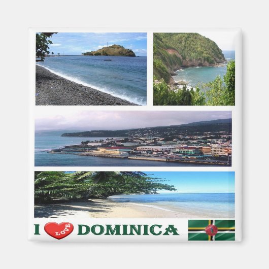 zDM003 DOMINICA I Love, Mosaic, America, Fridge Magneet (Voorkant)