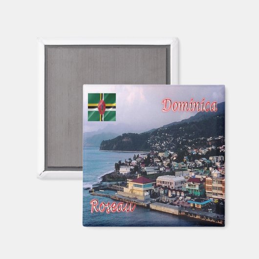 zDM004 ROSEAU, Panorama, Dominica, Amerika, Fridge Magneet (Voorkant / Achterkant)