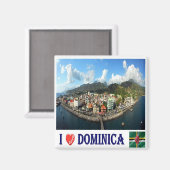ZDM008 DOMINICA, I Love, Roseau Wide, Fridge Magneet (Voorkant / Achterkant)