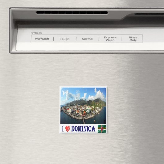 ZDM008 DOMINICA, I Love, Roseau Wide, Fridge Magneet (Insitu (Vaatwasser))