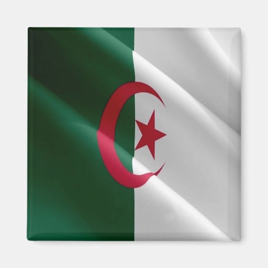zDZ002 ALGERIA, Waving Flag, Afrika, Fridge Magneet (Voorkant)