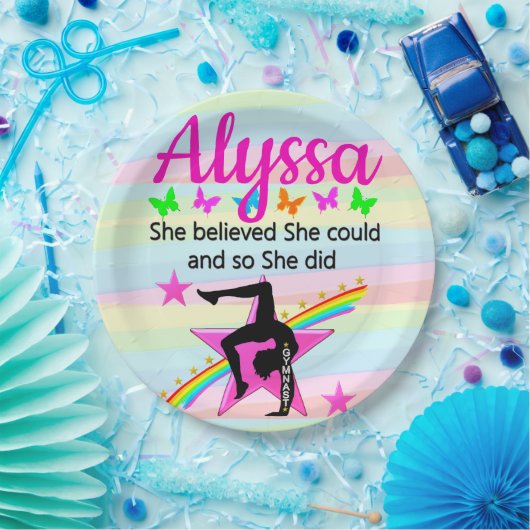 ZE BELIEVT DAT ZE KAN GYMNAST ONTWERPEN PAPIEREN BORDJE (Feest)