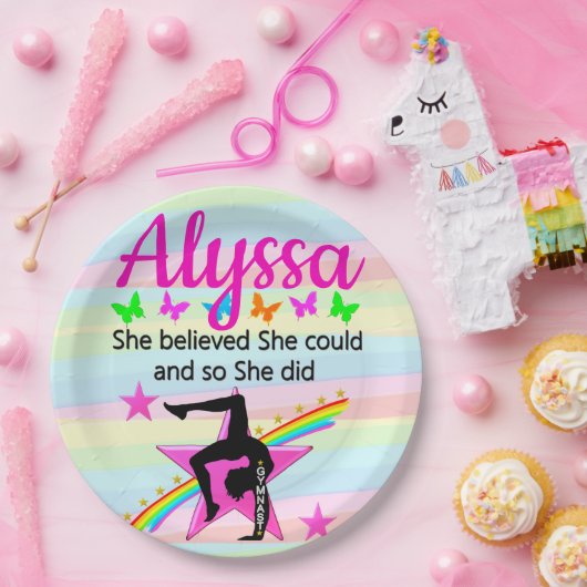 ZE BELIEVT DAT ZE KAN GYMNAST ONTWERPEN PAPIEREN BORDJE (Feest)