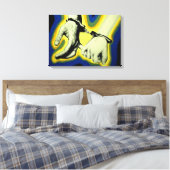 'Ze bijt op haar lip' stretched canvas print (Insitu (Slaapkamer))