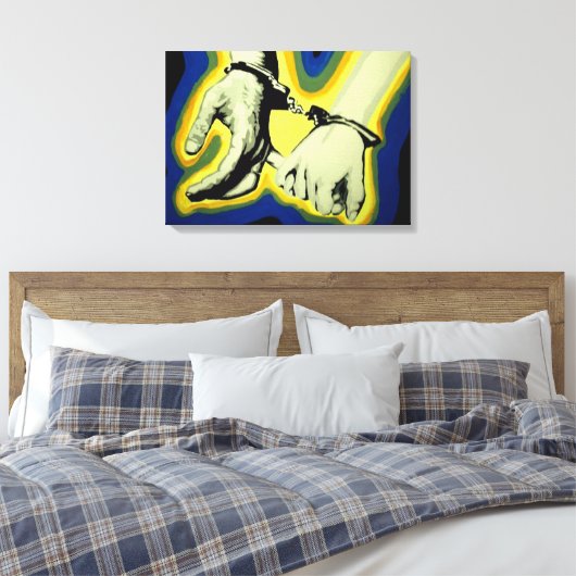'Ze bijt op haar lip' stretched canvas print (Insitu (Slaapkamer))