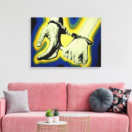 'Ze bijt op haar lip' stretched canvas print (Insitu (Woonkamer))