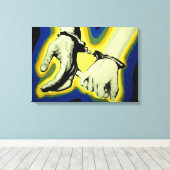 'Ze bijt op haar lip' stretched canvas print (Insitu (Houten vloer))