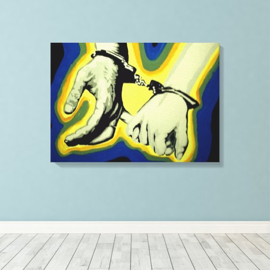 'Ze bijt op haar lip' stretched canvas print (Insitu (Houten vloer))