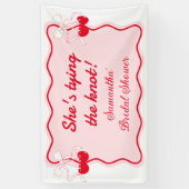 Ze binden de knoop Bow Vrijgezellenfeest Welkom Spandoek (Verticaal)