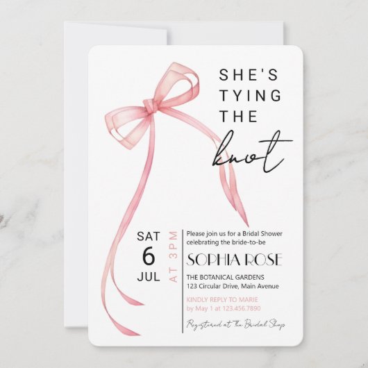 Ze binden de knoop bruids douche uitnodiging (Voorkant)