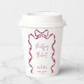 Ze binden de knoop glitter roze strik vrijgezellen papieren bekers (Achterkant)