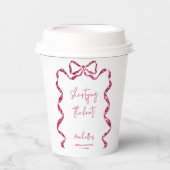 Ze binden de knoop glitter roze strik vrijgezellen papieren bekers (Voorkant)