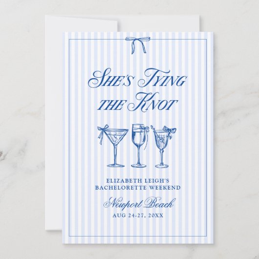 Ze bindt de knoop aan een elegante hand getekend kaart (Voorkant)