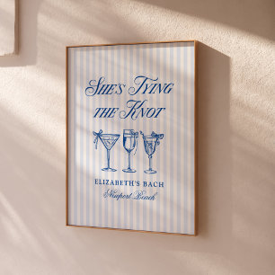 Ze bindt de knoop aan een elegante hand getekend poster