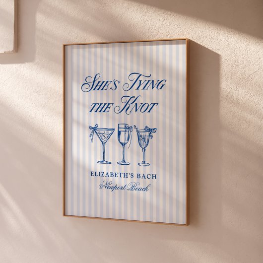 Ze bindt de knoop aan een elegante hand getekend poster