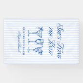 Ze bindt de knoop aan een elegante hand getekend spandoek (Horizontaal)