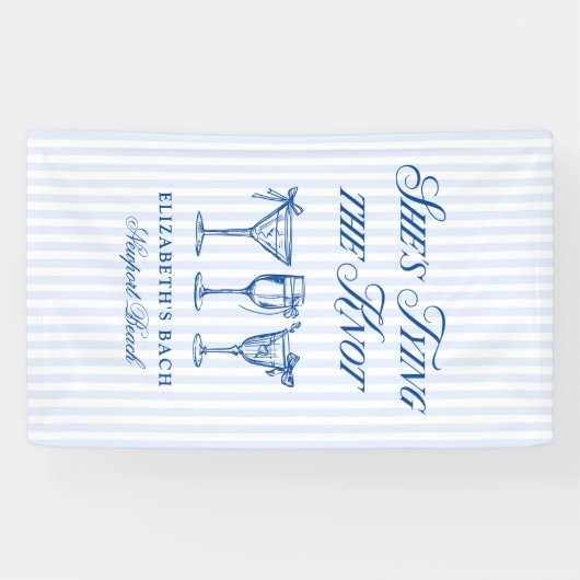 Ze bindt de knoop aan een elegante hand getekend spandoek (Horizontaal)