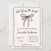 Ze bindt de knoop aan het Hand Drawn Bow Vrijgezel Kaart (Voorkant)