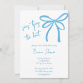 Ze bindt de knoop blauwe lintboog vast kaart (Voorkant)